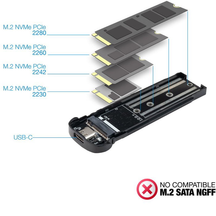 Tooq Caja Externa M.2 NVMe USB 3.1 Gen2 Aluminio Azul
